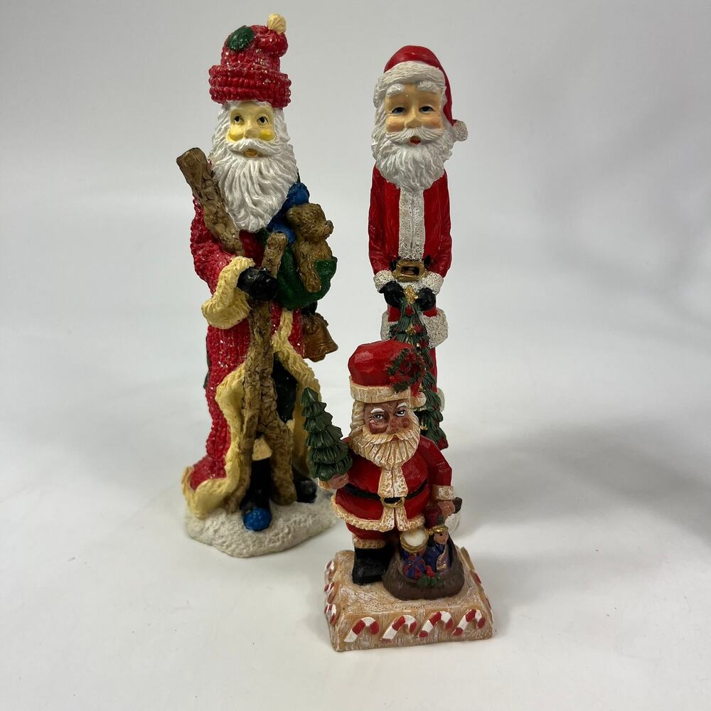 Christmas Santas Lot 3 Resin Figurines Ganz Santa Holiday Decor Vintage Pencil